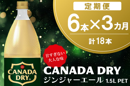 【3か月定期便】カナダドライ ジンジャーエール 1.5LPET (6本×3回)【ジンジャー 炭酸飲料 炭酸 1.5L 1.5リットル ペットボトル ペット シャンディガフ 刺激 気分爽快 イベント】K090492