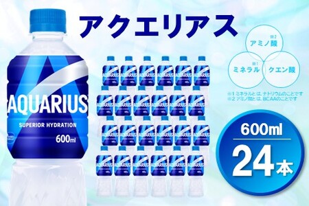 アクエリアス 600mlPET×24本(1ケース)【コカコーラ 熱中症対策 スポーツ飲料 スポーツドリンク 水分補給 カロリーオフ ペットボトル 健康 スッキリ ミネラル アミノ酸 クエン酸 リフレッシュ 常備 保存 買い置き】K090164