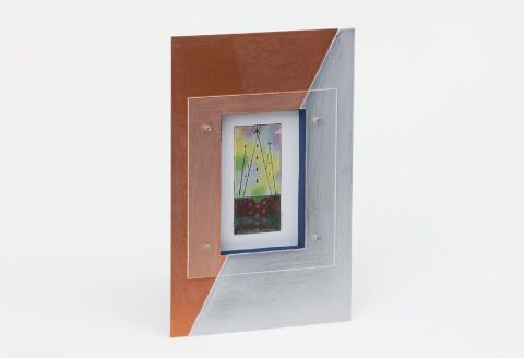 銅とアルミの対比が美しい｢ハーフ&ハーフ ポストカードフレーム｣ 1個【お部屋をオシャレに演出!!】N-84