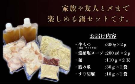 【2026年2月配送】5～6人前 国産牛モツ入り 絶品塩もつ鍋（600g）【B-1003-PE(2)】