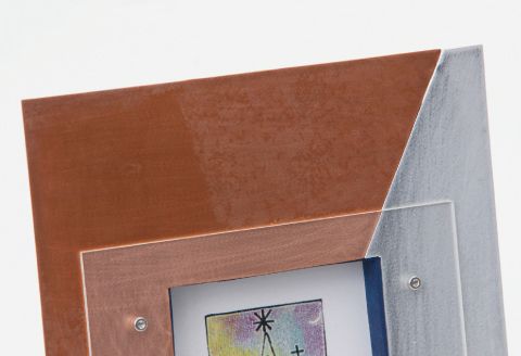 銅とアルミの対比が美しい｢ハーフ&ハーフ ポストカードフレーム｣ 1個【お部屋をオシャレに演出!!】N-84