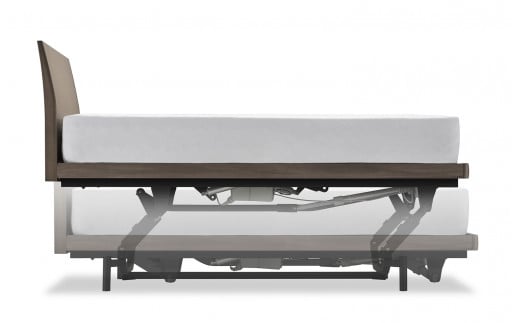 フランスベッド電動リクライニングGS-02F（3モーター：背上げ・脚上げ・上下昇降）キャスタータイプ　マットレス・手すり付き（シングル）【Z-95-F】