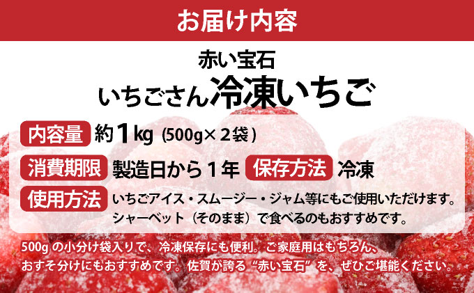 ◆赤い宝石◆いちごさん 冷凍いちご 1kg（500g×2袋）B-1134-RN