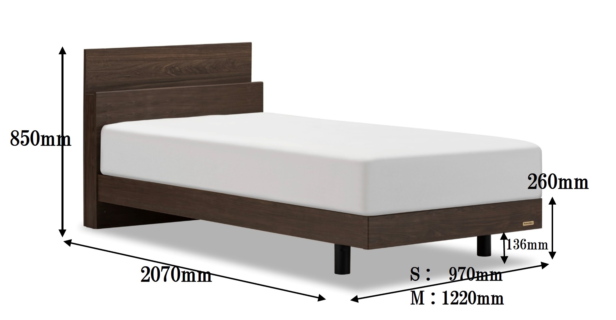 フランスベッド エルダ02C 脚付きタイプ セミダブル  マットレス付き J-395