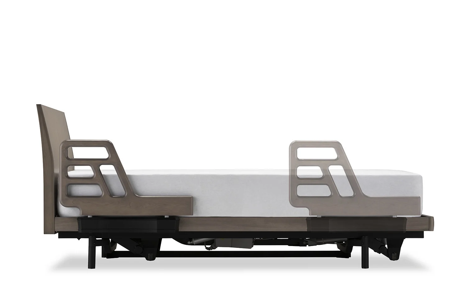 フランスベッド電動リクライニングGS-03C（3モーター：背上げ・脚上げ・上下昇降）レッグタイプ　マットレス・手すり付き（シングル）【Z-100-F】