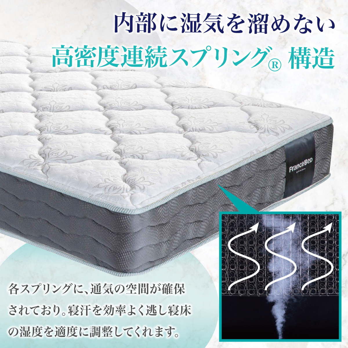 フランスベッド BG-001（跳ね上げ収納タイプ 260mm）シングル【マットレスセット】T-120