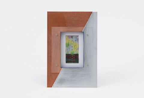 銅とアルミの対比が美しい｢ハーフ&ハーフ ポストカードフレーム｣ 1個【お部屋をオシャレに演出!!】N-84