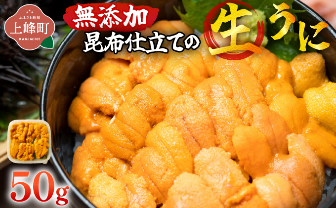 無添加 昆布仕立ての生うに 50g×1P | 生うに 無添加 うに 昆布仕立て 50g 刺身用 海鮮 冷凍 お取り寄せ ギフト 人気 高級 ご褒美用 海鮮丼用 ウニ丼用 高級食材