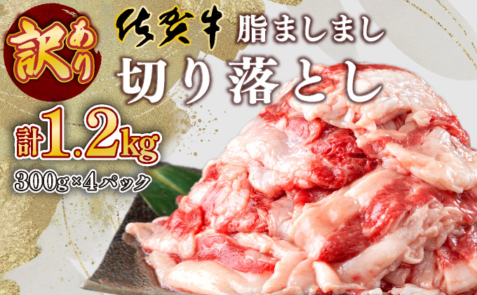 【訳あり】脂ましまし！佐賀牛切り落とし 1.2㎏ 【B-1102-N】