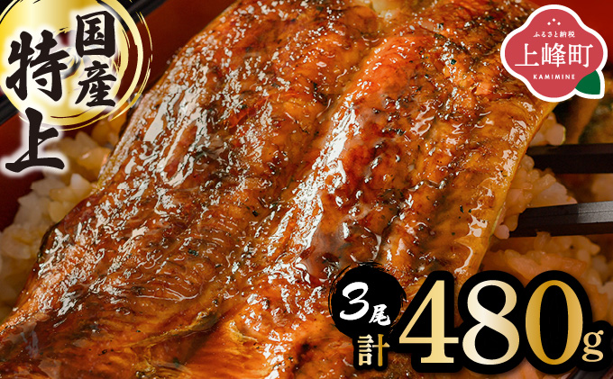 《順次発送》『国産』うなぎ蒲焼 3尾 計480g [B-1125-PE]