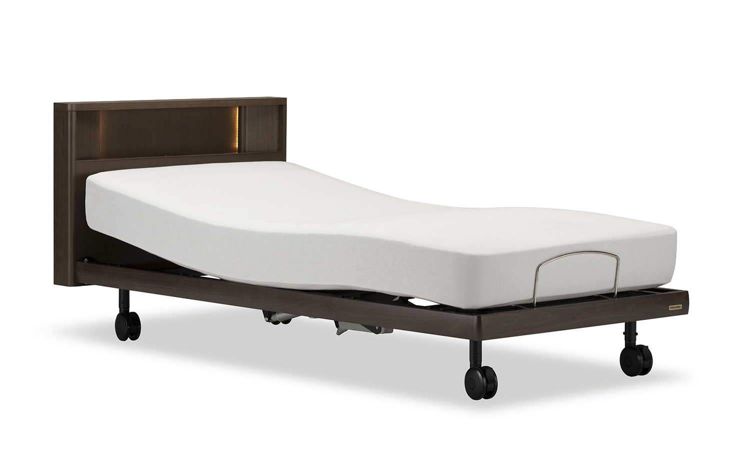 フランスベッド電動リクライニングGS-03C（2モーター：背上げ・脚上げ）キャスタータイプ　マットレス・手すり付き（シングル）【Z-98-F】