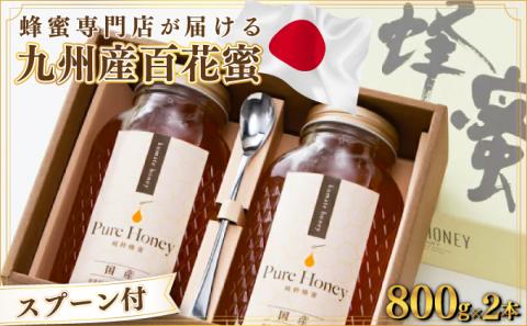 蜂蜜一筋81年 上峰の熊手蜂蜜 九州産「百花蜜」 800g×2本