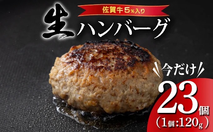 [数量限定]総重量2.7kg 佐賀牛ハンバーグ120g×23個 ※一部配送不可地域有り