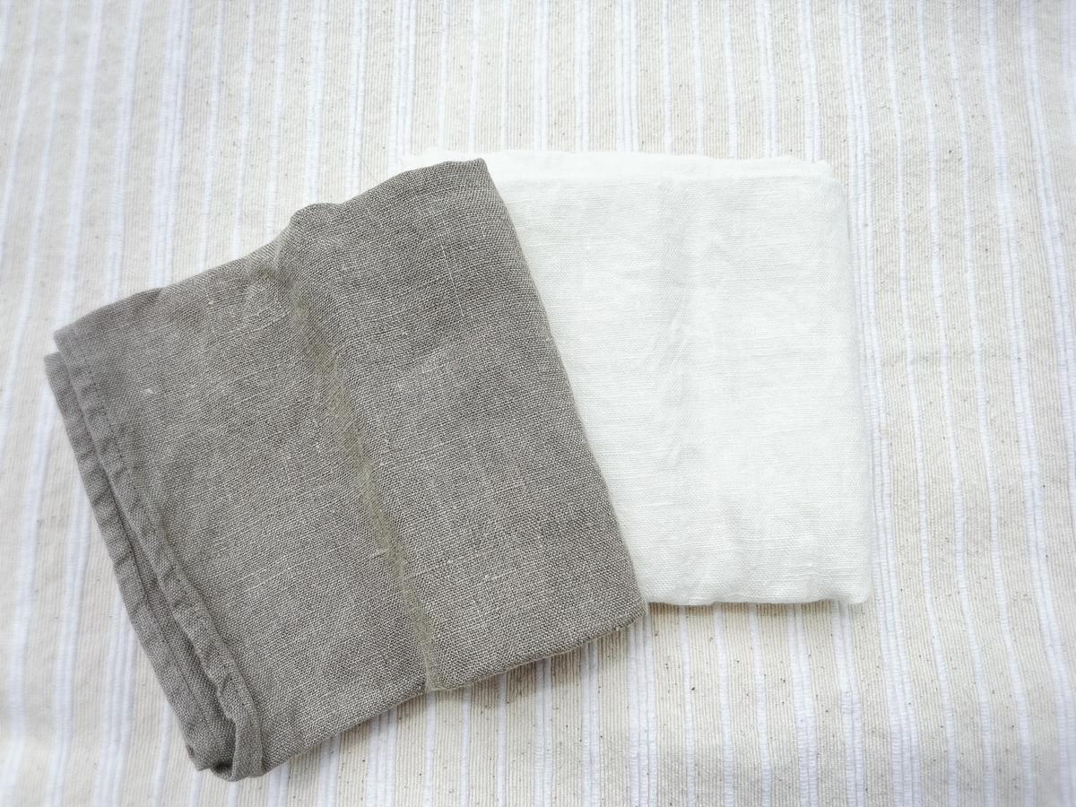 EG108_柔らか加工のリネン100％のフェイスタオル2枚（ホワイ