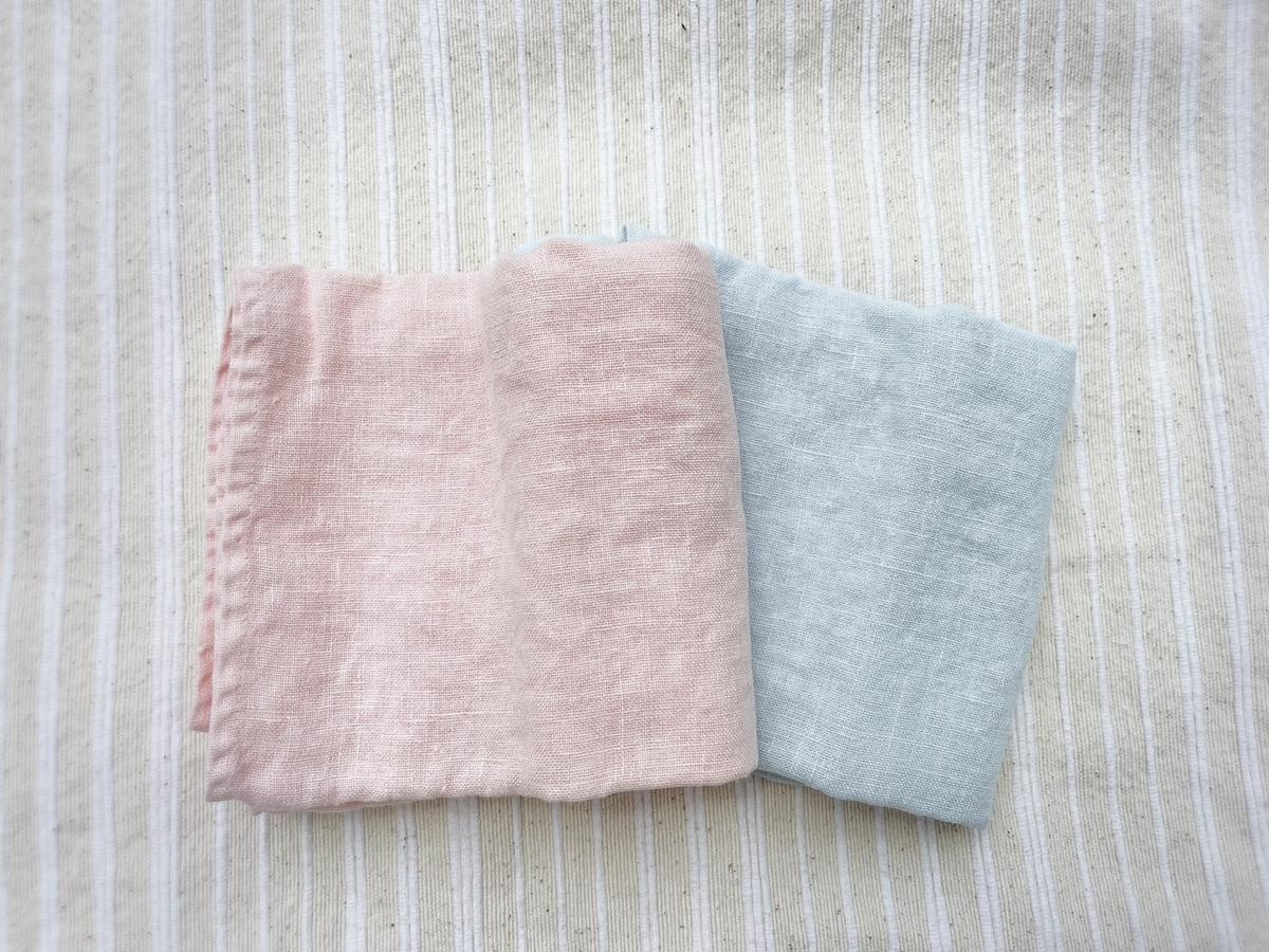 EG109_柔らか加工のリネン100％のフェイスタオル2枚（オリジ
