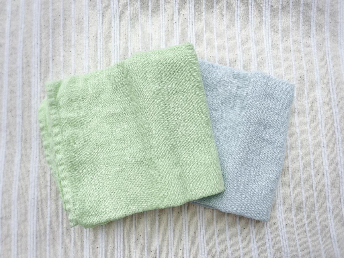 EG111_柔らか加工のリネン100％のフェイスタオル2枚（オリジ