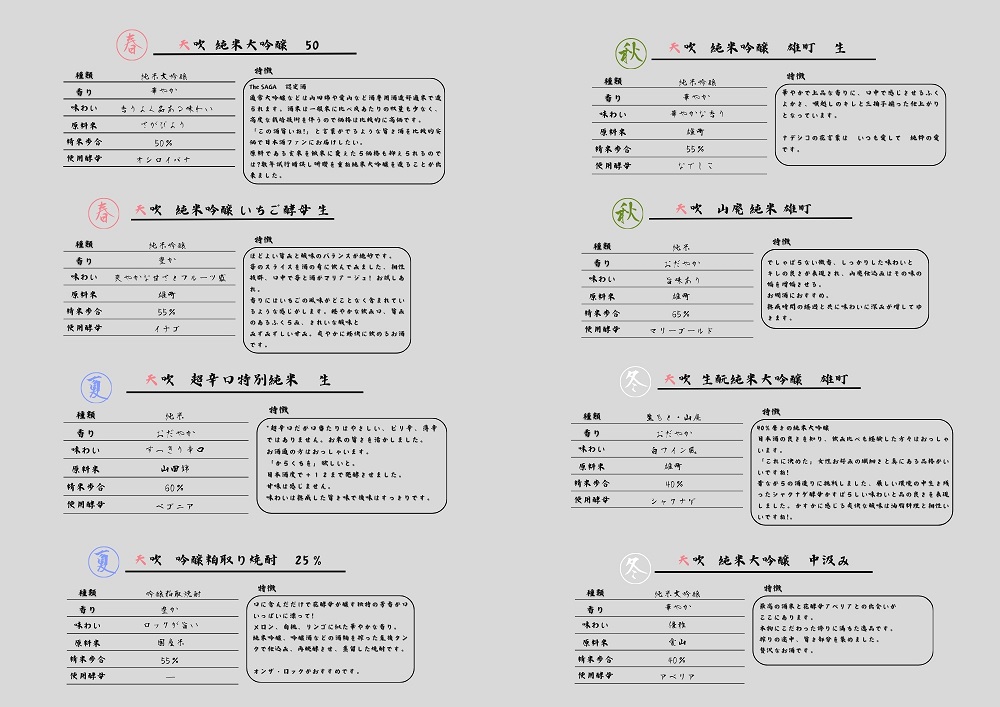 CN033_お酒「天吹」春・夏・秋・冬（年4回）季節の旨き酒