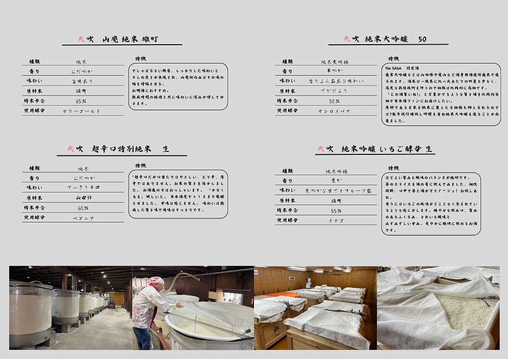CN027_みやき町の地酒「天吹」　製法が異なる花酵母4品【風