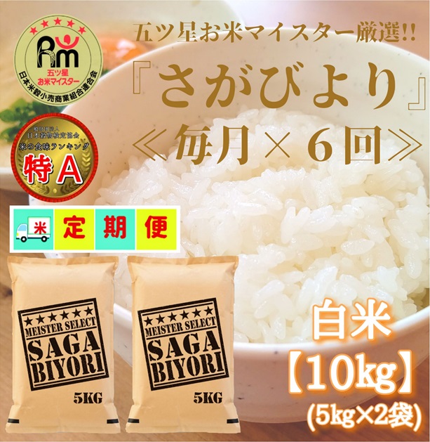CID43_【６回定期便】さがびより白米１０kg（５kg×２袋） 【