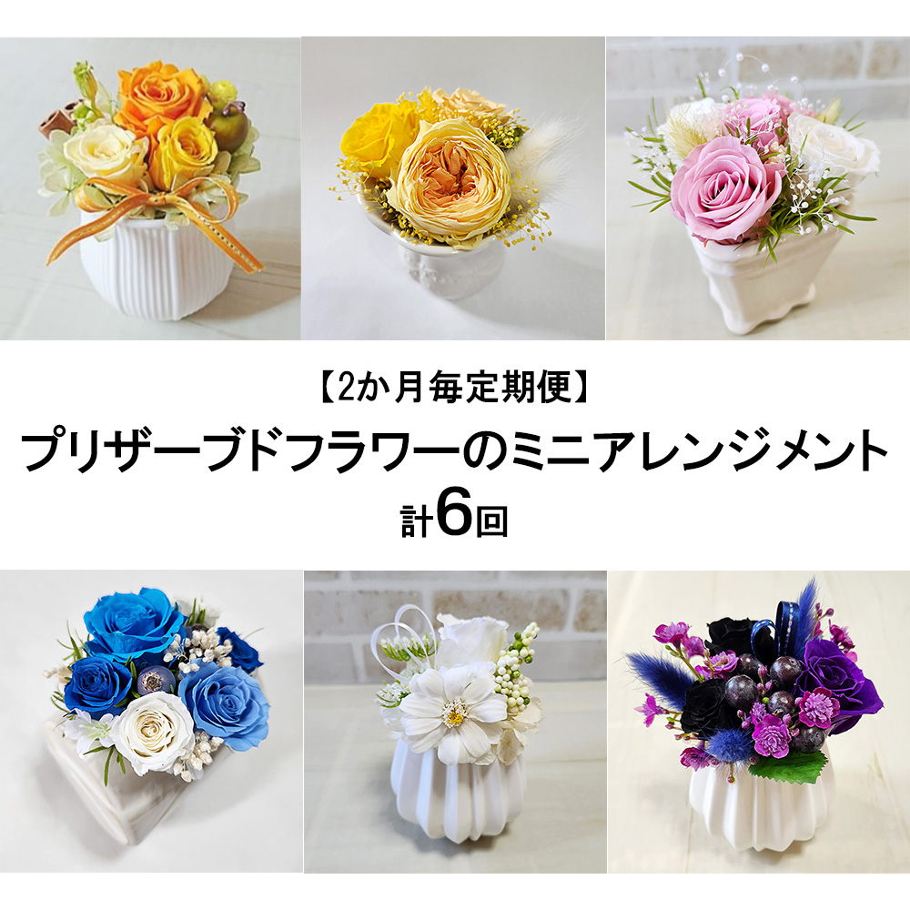 FH022_【2か月毎定期便計６回】プリザーブドフラワーのミニ