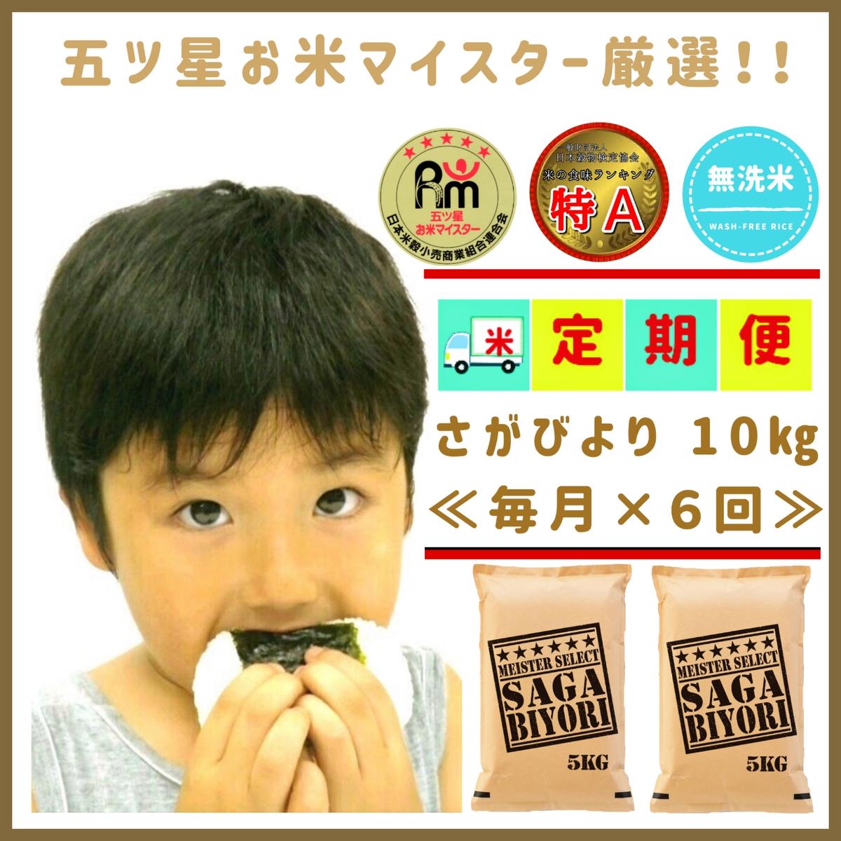 CID55_【６回定期便】無洗米さがびより１０ｋｇ（５ｋｇ×２