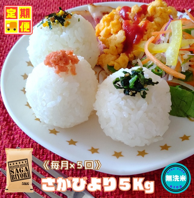 CID51_【５回定期便】無洗米さがびより５ｋｇ 【五つ星お米