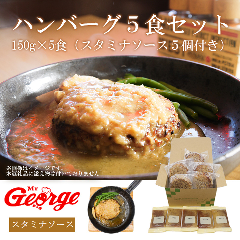FT003_ジョージハンバーグ5食セット(人気のスタミナソース付
