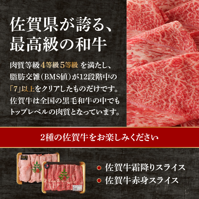 佐賀牛霜降り・赤身スライス食べ比べ 1.2kg（5月配送） ／ 中山牧場 直送 牛肉 すき焼き 佐賀牛 赤身スライス しゃぶしゃぶ 肉 牛 霜降り 黒毛和牛 牛肉 すきやき スライス 肩ロース肉 佐賀県 玄海町 5月配送 1.2kg
