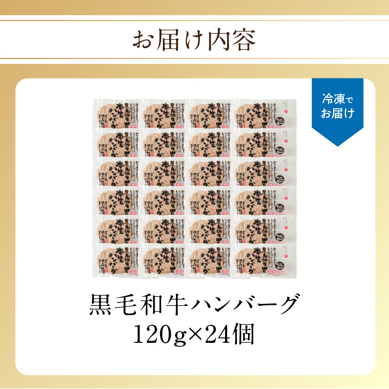 【最速配送】中山牧場 ハンバーグ 24個 ／ 120g×24個 ハンバーグ 味付き 黒毛和牛 牛肉 肉 弁当 おかず 惣菜 簡単 調理 お手軽 時短 焼くだけ 国産 佐賀県 玄海町 冷凍 24個