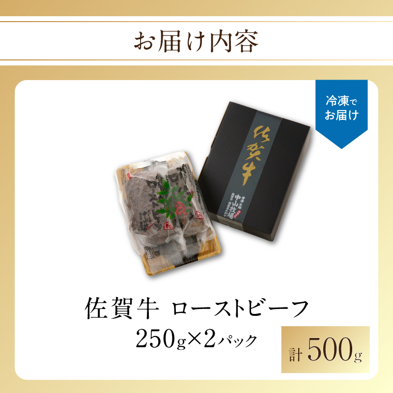 中山牧場 佐賀牛ローストビーフ 500g ／ 牛肉 肉 お肉 佐賀牛 赤身 ローストビーフ 味付き 黒毛和牛 ブランド牛 国産 佐賀県 玄海町 冷凍 おすすめ 送料無料