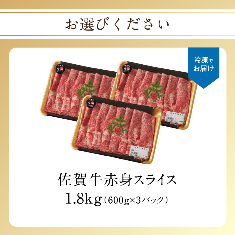 佐賀牛赤身スライス 1.8kg（1月配送） ／ 中山牧場 直送 牛肉 すき焼き 佐賀牛 赤身スライス しゃぶしゃぶ 肉 牛 霜降り 黒毛和牛 牛肉 すきやき 赤身 スライス モモ肉 ウデ肉 佐賀県 玄海町 1月配送 1.8kg