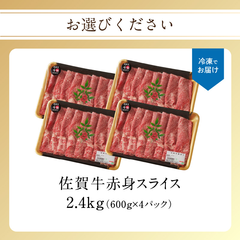 佐賀牛赤身スライス 2.4kg（3月配送） ／ 中山牧場 直送 牛肉 すき焼き 佐賀牛 赤身スライス しゃぶしゃぶ 肉 牛 霜降り 黒毛和牛 牛肉 すきやき 赤身 スライス モモ肉 ウデ肉 佐賀県 玄海町 3月配送 2.4kg