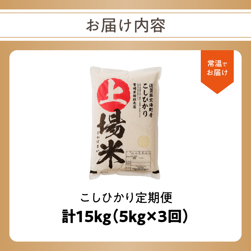 上場米こしひかり定期便（5kg×3ヶ月） 3回 5kg