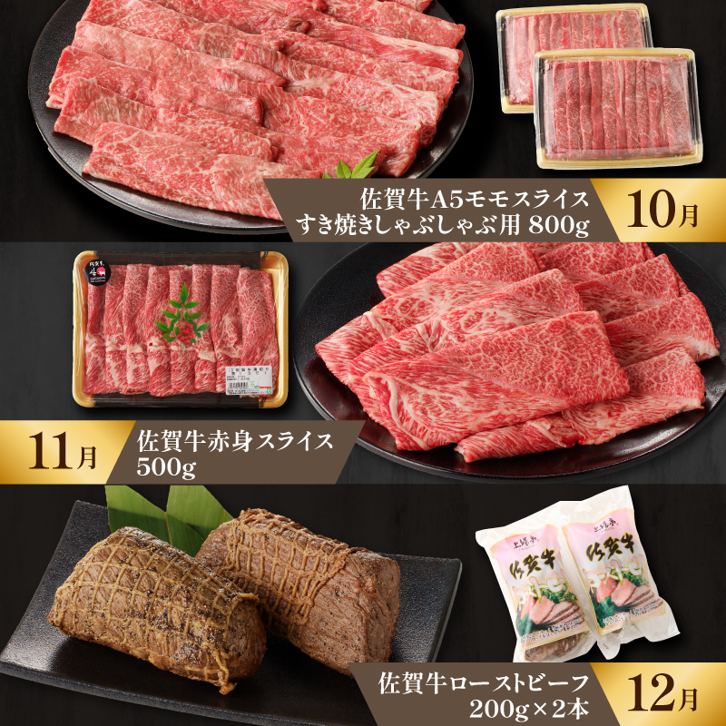 【特上】佐賀牛-赤身-極味肉定期便（毎月1回　計12回お届け）／ 定期便 佐賀牛 黒毛和牛 国産 モモ スライス 薄切り ヒレ ステーキ ハンバーグ ローストビーフ 赤身 しゃぶしゃぶ すき焼き 焼肉 牛肉 肉 A5 A4 セット 佐賀県 玄海町 【特上】赤身-極味肉定期便