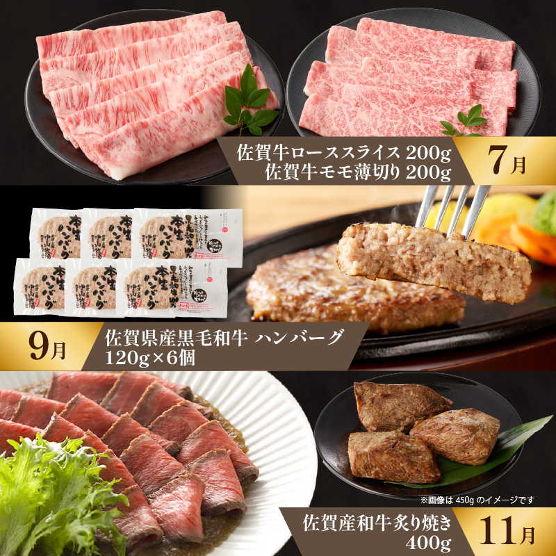 【定期便6回（奇数月）】中山牧場 厳選ギフト定期便 ／ 佐賀牛 肩 ロース モモ 霜降り 赤身 炙り焼き スライス 薄切り 切り落とし すき焼き しゃぶしゃぶ カレー ハンバーグ 佐賀産和牛 黒毛和牛 牛肉 肉 定期便 セット A5 A4 冷凍 国産 佐賀県 玄海町 6回／奇数月