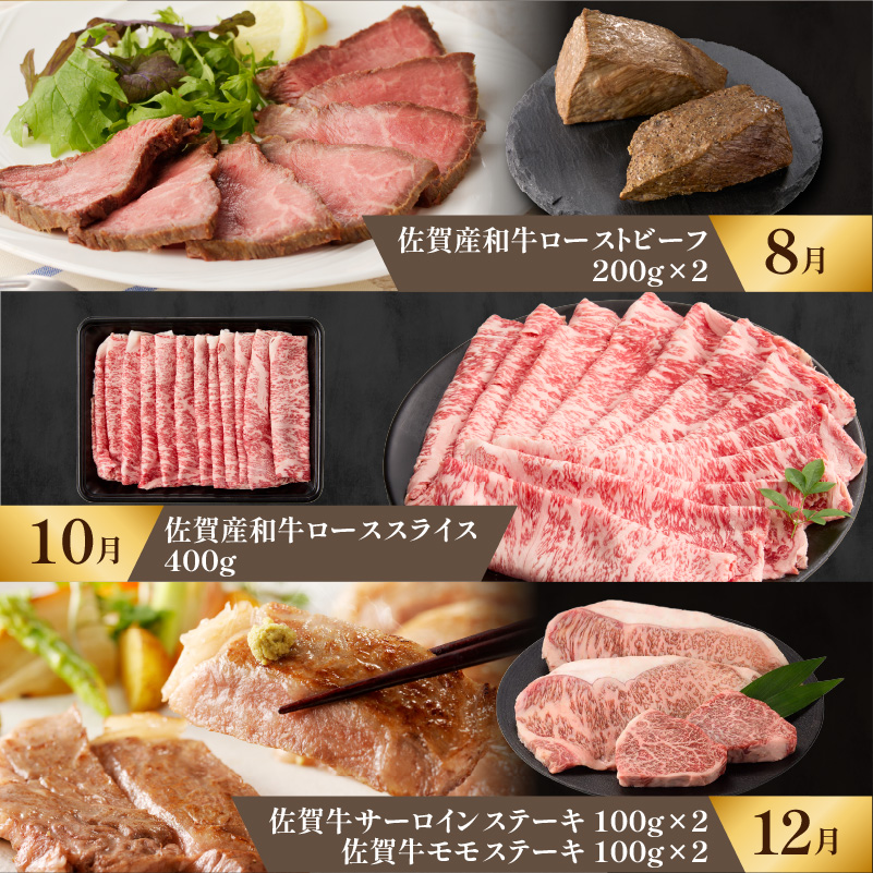 【定期便6回（偶数月）】中山牧場 厳選ギフト定期便 ／ 佐賀牛 サーロイン ロース モモ 霜降り 赤身 ローストビーフ ステーキ スライス 薄切り 希少部位 すき焼き しゃぶしゃぶ 焼肉 カレー 佐賀産和牛 黒毛和牛 牛肉 肉 定期便 セット A5 A4 冷凍 国産 佐賀県 玄海町 6回／偶数月