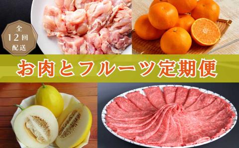 丸福 お肉とフルーツの定期便【全12回配送】／ 佐賀牛 ハンバーグ キンショウメロン ハウスみかん 肉 牛肉 鶏肉 豚肉 モモ ロース スライス すき焼き しゃぶしゃぶ 旬 フルーツ 果物 セット 国産 佐賀県 玄海町