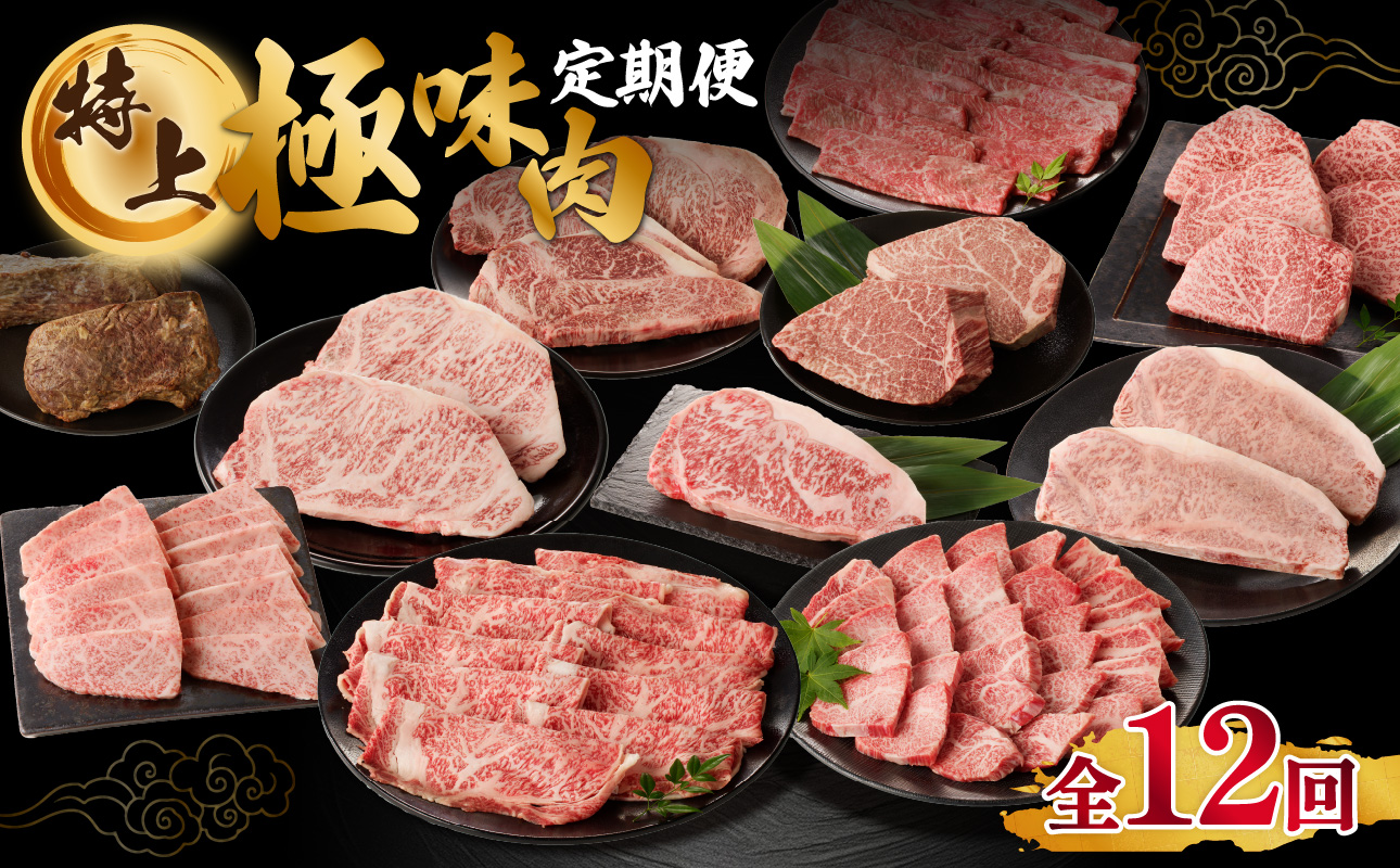 【特上】佐賀牛　極味肉定期便（毎月1回　計12回お届け）／ 定期便 佐賀牛 黒毛和牛 国産 モモ スライス 薄切り ロース ステーキ ヒレ サーロイン カルビ ローストビーフ しゃぶしゃぶ すき焼き 焼肉 牛肉 肉 A5 A4 セット 佐賀県 玄海町 【特上】極味肉定期便