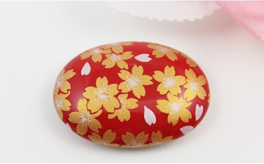 有田焼帯留め 赤金桜紋様 有田焼アクセサリー二宮閑山 A18-2