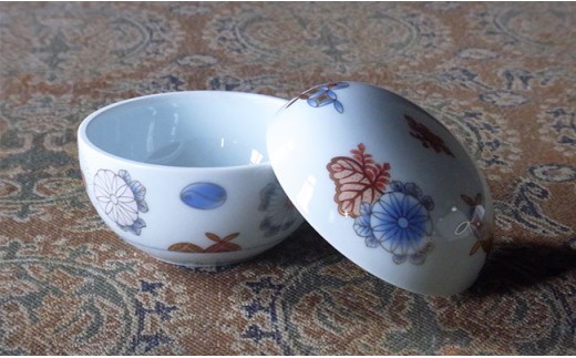 深川製磁 【有田焼】菊七宝　ボンボニエール A75-13