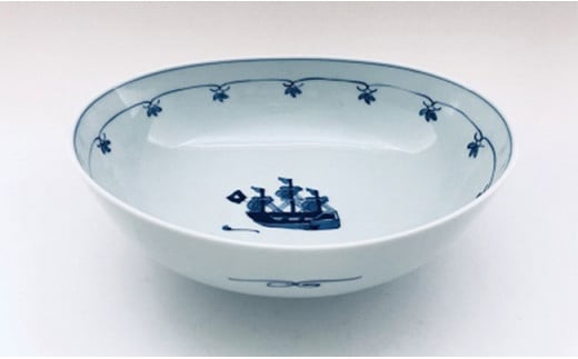 有田焼 港ロマン楕円盛鉢 しん窯・青花  皿 食器 うつわ 器 