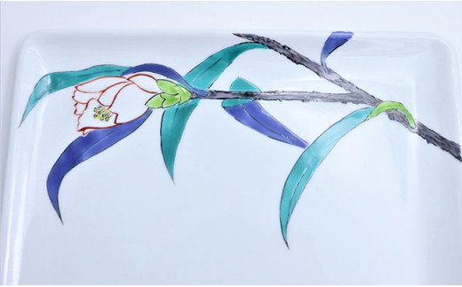 有田焼 角平皿22cm 侘助文 白【赤絵白磁硯処 雪月花】食器 