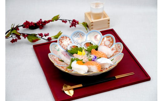 有田焼 染錦金彩鳳凰 菊割親皿【深川製磁】とっておきの日