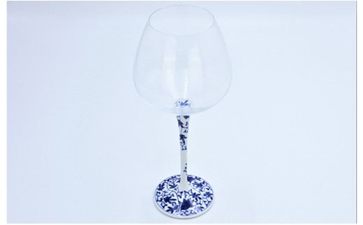有田焼 福泉窯 ワイングラス 染付 華唐草 陶窯みかわや AA170