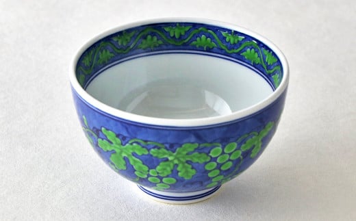 源右衛門窯 緑彩葡萄絵 飯碗 器 食器 お茶碗 ごはん 茶碗 小