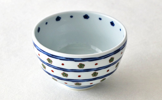 源右衛門窯 染錦緑梅小紋割 器 食器 お茶碗 飯碗 ごはん 茶