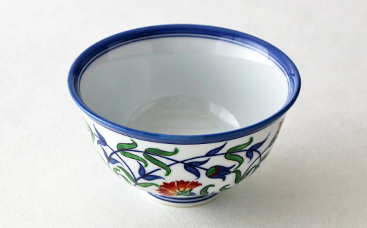 源右衛門窯 染錦石竹花文 飯碗 器 食器 ご飯茶碗 おちゃわ