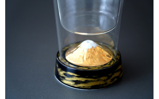 有田焼とガラスのコラボ Fortune glass大 （黄金富士）東洋セ
