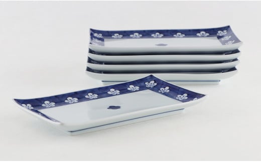 源右衛門窯 古染風梅紋 長角皿 器 食器 角皿 焼物皿 有田焼 