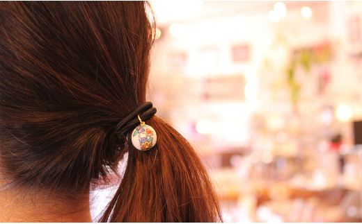 二宮閑山 有田焼磁器玉ヘアゴム5個セット 桜・薔薇・菖蒲